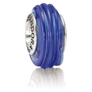 Blue Murano Glass Ribbon Bead - 790612